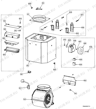 Взрыв-схема вытяжки Zanussi ZHC929X - Схема узла Section 4